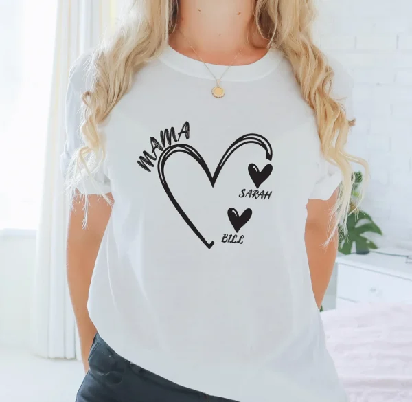 Mama Shirt Personalised Shirt Mum T Shirt Custom Grandma Tee Heart Tshirt New Grandma Gift