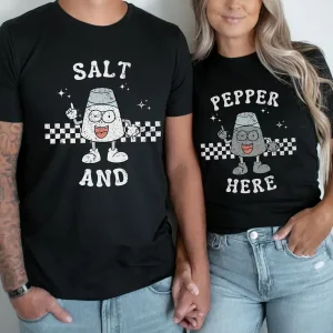 Matching Couples Halloween Costume T-Shirts, Funny Couples Salt And Pepper T-Shirts, Couples Outfit Couple Tees, Husband Wife T Shirt