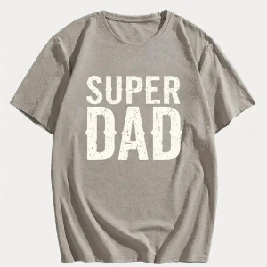 MenS SUPER DAD Graphic Tee Casual Black Short Sleeve T Shirt with White Text Perfect for Summer Everyday Tshirt Playful Text Design Comfortable Fit Dad Tshirt 2
