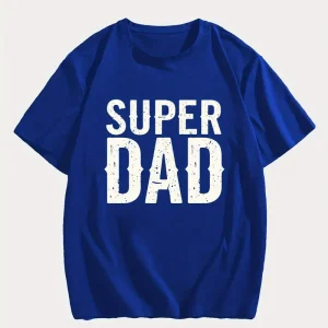 MenS SUPER DAD Graphic Tee Casual Black Short Sleeve T Shirt with White Text Perfect for Summer Everyday Tshirt Playful Text Design Comfortable Fit Dad Tshirt 3
