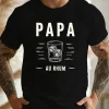 Casual Crew Neck Short Sleeve T-Shirt - Papa Au Rhum Rum Daddy Print Graphic Tee, Lightweight Summer Top with Geometric Design, Relaxed Fit T-Shirt