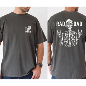 Mens Rad Dad Graphic Cotton T Shirt Casual Loose Fit Short Sleeve Round Neck White with Black Print Perfect for Casual Attire Gifts 2
