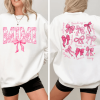 Mimi Pink Bow And Kids V2 Personalized Sweatshirt With Design On Sleeve Meaningful Gifts For Grandma Mom Wife Custom Sleeve NH96 1 1