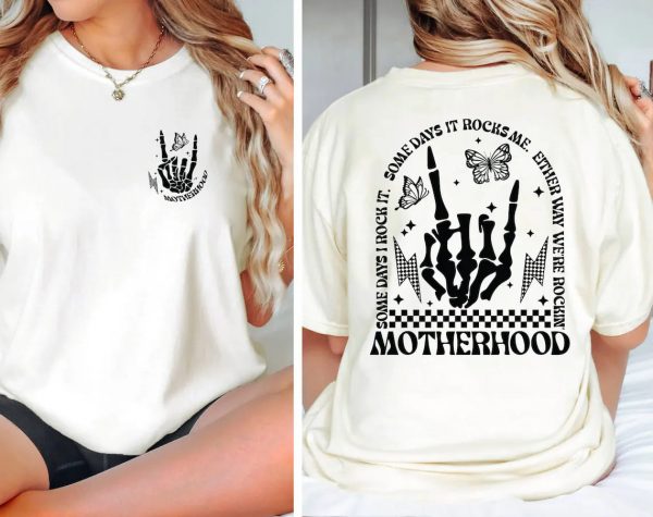 Motherhood Rock Skeleton Comfort Colors Shirt Motherhood Some day I rock it Shirt Trendy Mom Shirt Womens Shirt Rocking Motherhood Shirt 4 1