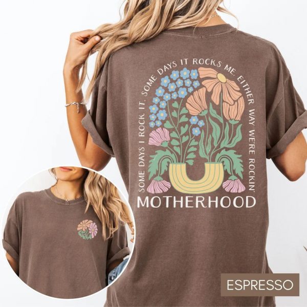 Motherhood Tee Boho Flower Mom Shirt Gift for Mom Mothers Day Gift Mom Life Tee Cool Mom Shirt Mom Vibes 2 1
