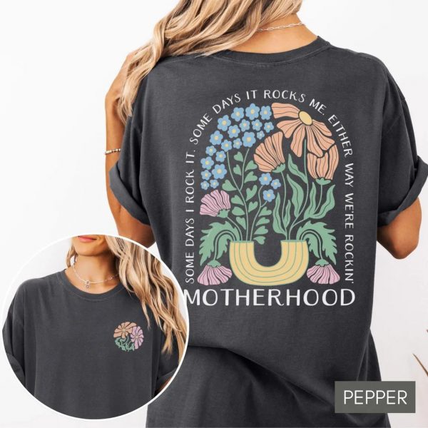 Motherhood Tee Boho Flower Mom Shirt Gift for Mom Mothers Day Gift Mom Life Tee Cool Mom Shirt Mom Vibes 4 1