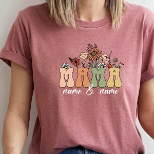 Personalised Kids Name Mum Shirt Floral Mother Shirt Mothers Day T Shirt Custom Mama Shirt 4