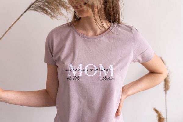 Personalised MOM t shirt Mama t shirt with childrens names and year 2