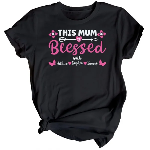Personalised Womens Blessed Mothers Day T Shirt Top Funny Mama Mom Cute Gift Idea