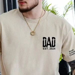 Personalized Dad Shirt With Kids Names Arm 2