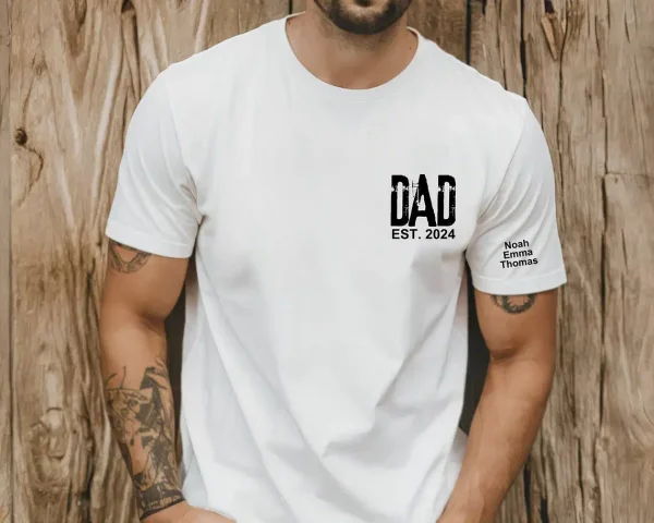 Personalized Dad Shirt With Kids Names Arm 3