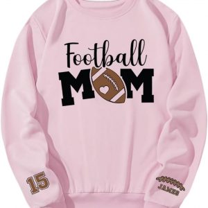 Personalized Football Mom Sweatshirt Football Mama Hoodie Custom Name and Number On Sleeve Football Shirt01 1