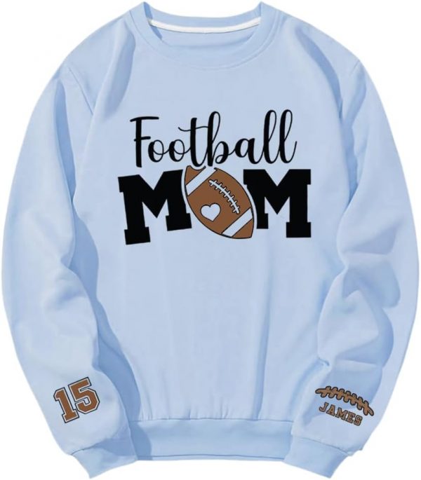 Personalized Football Mom Sweatshirt Football Mama Hoodie Custom Name and Number On Sleeve Football Shirt01 2
