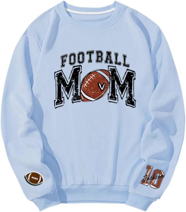 Personalized Football Mom Sweatshirt Football Mama Hoodie Custom Name and Number On Sleeve Football Shirt6 2