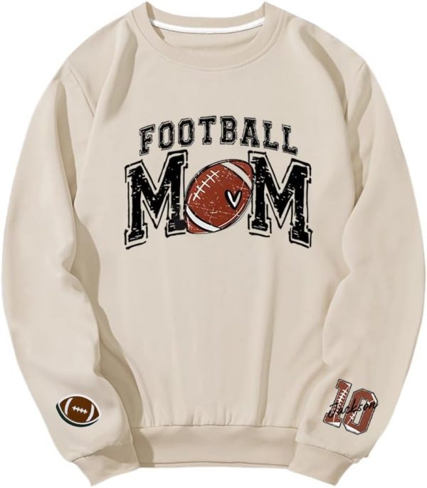 Personalized Football Mom Sweatshirt Football Mama Hoodie Custom Name and Number On Sleeve Football Shirt6 4