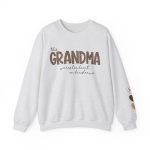 Personalized Grandma Sweatshirt With Kids Names Grandma Crewneck I Wear My Heart On My Sleeve Grammy Sweater Gift from Grand Kids 1