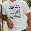 Men's T-Shirt with 'Bonus Papa' Graphic - Beige with Humorous Fist Bump Design,