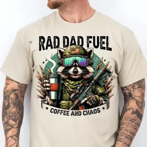 Rad Dad Fuel T-Shirt, Hunting Raccoon, Camouflage Dad, Grunge Camo Dad Design, Funny Dad, Outdoor Dad