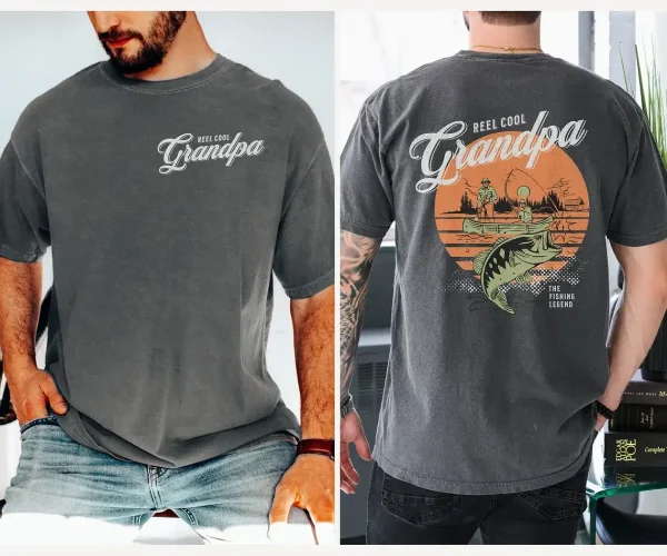 Reel Cool Grandpa Fishing Retro Shirt 4