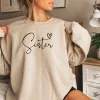 Sister Sweatshirt Custom Sister Personalised Unisex Sweatshirts Customised Text Gift for Her Matching Sister Jumpers 3 gm optimized