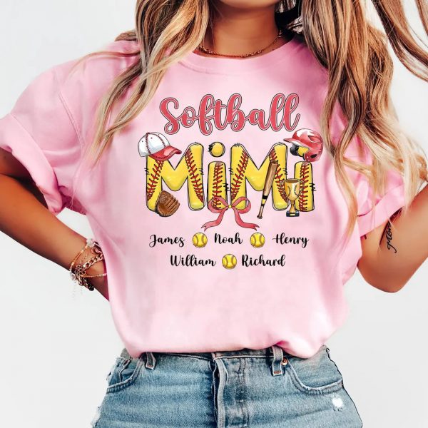 Softball Grandma Shirt Custom Leopard Softball Shirt Grandma Shirt Softball Mom Shirt for Nana from Kid Custom Name Mothers Day Gift 4 1