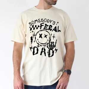 Somebodys Feral Dad Graphic Black T Shirt for Men 100 Cotton Soft Breathable Round Neck S XXXL Casual Wrinkle Resistant Fathers Tee with joyful Stars Design Fathers Day Tshirt 4