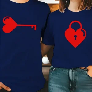 Stylish Heart Key Lock Graphic 1