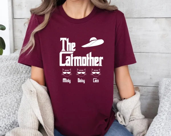The Catmother T Shirt Cat Mum T Shirt Cat Mama Tee Cat Lovers Top Funny Cat Mum Tshirt Personalized Cat Names Tee 4