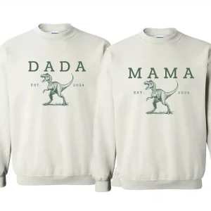 Two Rex Mommy and Me Crewneck, Dinosaur Custom Rex Sweatshirt, Mother's Day, Father's Day, Couple Matching Sweatshirt, The Best Family Holiday Gift