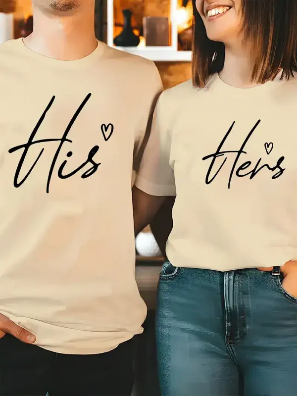 Unisex CoupleS His Hers Print T Shirt 3
