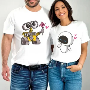 Wall E and Eve Shirt Star Wars Couple Tee 1
