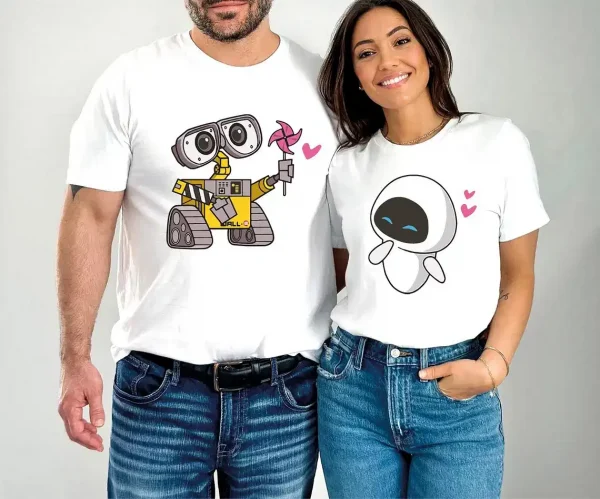Wall E and Eve Shirt Star Wars Couple Tee 1