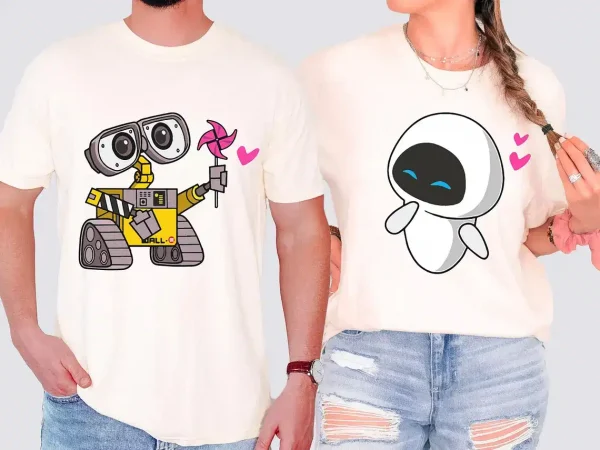 Wall E and Eve Shirt Star Wars Couple Tee 4