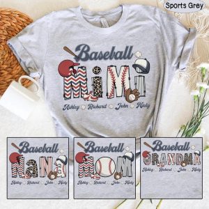 Personalized Baseball Grandma T-Shirt, Custom Baseball Mom with Kid's Name Shirt, Baseball Mimi Nana Tee -  The Best Mothers Day Gift