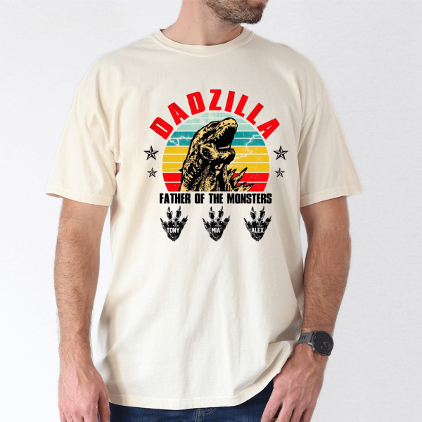 personalized dadzilla tee retro monster dad with kids names 4 1