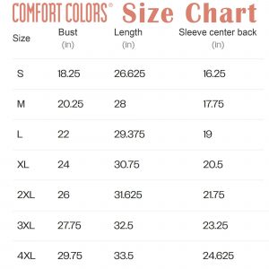 sizechart comfort 1717 2