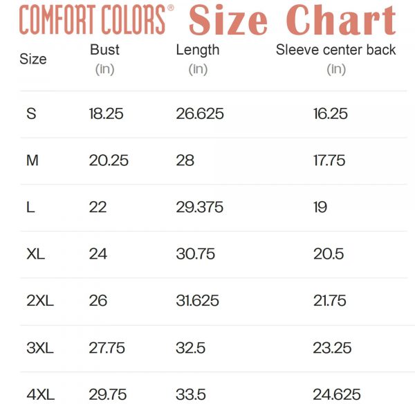 sizechart comfort 1717 2