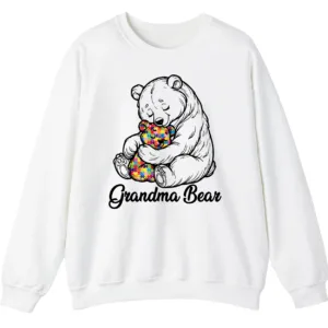 Autism Grandma Bear Sweatshirt, Puzzle Piece Teddy Bear Hug Support Gift 4 5.0 10