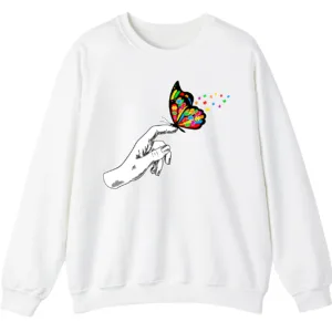 Puzzle Piece Butterfly Autism Acceptance Shirt, Hand Holding Butterfly Support Gift 7 5.0 11