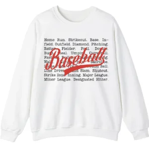 Baseball Terms Sweatshirt - Typographic Word List Crewneck Gift
