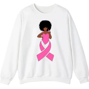 Black Queen Pink Ribbon Breast Cancer Fighter Crewneck Sweatshirt 2 5.0 55
