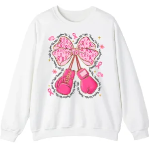 Together We Fight Pink Ribbon Boxing Gloves Crewneck Sweatshirt 2 5.0 56