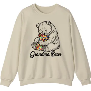 Autism Grandma Bear Sweatshirt, Puzzle Piece Teddy Bear Hug Support Gift 3 5.1 10