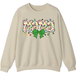 Proud Autism Mama Handprint Sweatshirt, Colorful Handprint Letters Crewneck 7 5.1 14