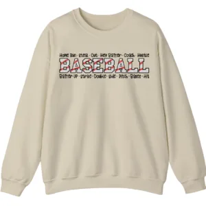 Baseball Word Cloud Sweatshirt, Game Day Coach Player Crewneck, Home Run Steal Batter Up Pullover, Sports Fan Gift