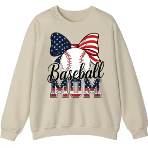 Baseball Mom Sweatshirt, Game Day Sports Mom Pullover, American Flag Bow Crewneck 3 5.1 54