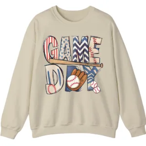 Game Day Baseball Patriotic USA Crewneck Sweatshirt