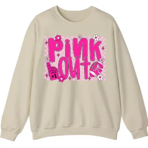 Pink Out Football Breast Cancer Fighter Support Crewneck