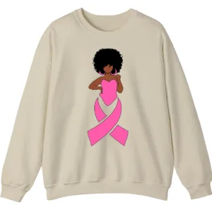 Black Queen Pink Ribbon Breast Cancer Fighter Crewneck Sweatshirt