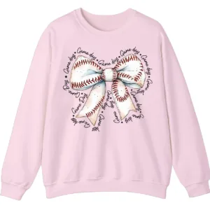 Baseball Bow Game Day Sweatshirt, Sports Lover Crewneck, Watercolor Softball Bow Pullover, Cute Game Day Women's Shirt